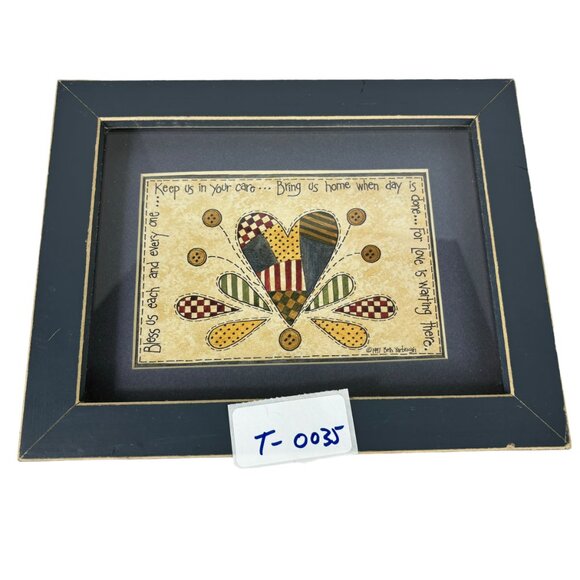 Beth Yarbrough Vintage Framed 1997 Folk Art Print Bless Us Each and Everyone - Picture 9 of 9